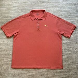 Tommy Bahama Emfielder Polo Shirt Supima Cotton Golf Marlin Coral Size 2XLB